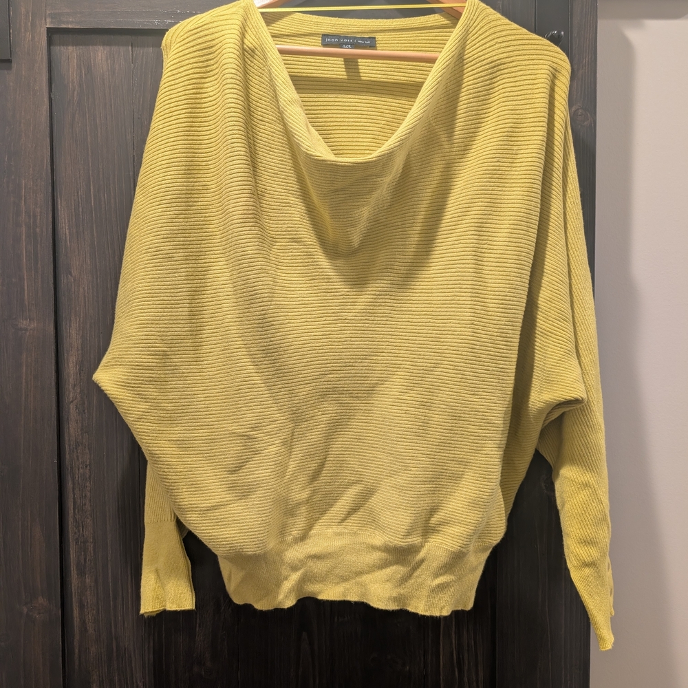 Joan Vass Cowl Neck Sweater in Soft Yellow